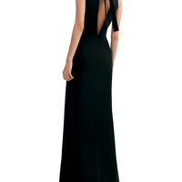 Classical Black Halterneck Satin Maxi Dress