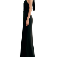 Classical Black Halterneck Satin Maxi Dress