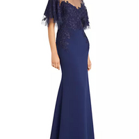 Verona Semi-Sheer Floral-Embroidered Gown