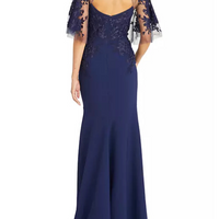 Verona Semi-Sheer Floral-Embroidered Gown