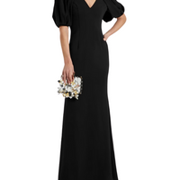 Gathered Crepe Gown Black