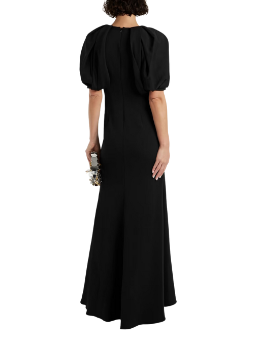 Gathered Crepe Gown Black