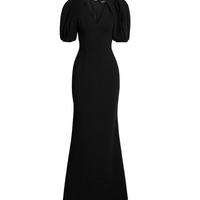 Gathered Crepe Gown Black