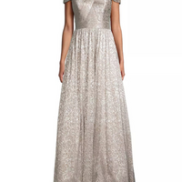 Metallic Off-The-Shoulder Gown Silver