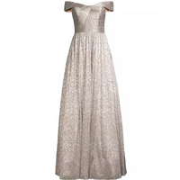 Metallic Off-The-Shoulder Gown Silver