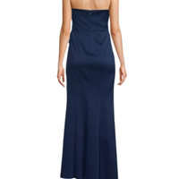 Mikado Bandeau Fit & Flare Maxi Dress Blue