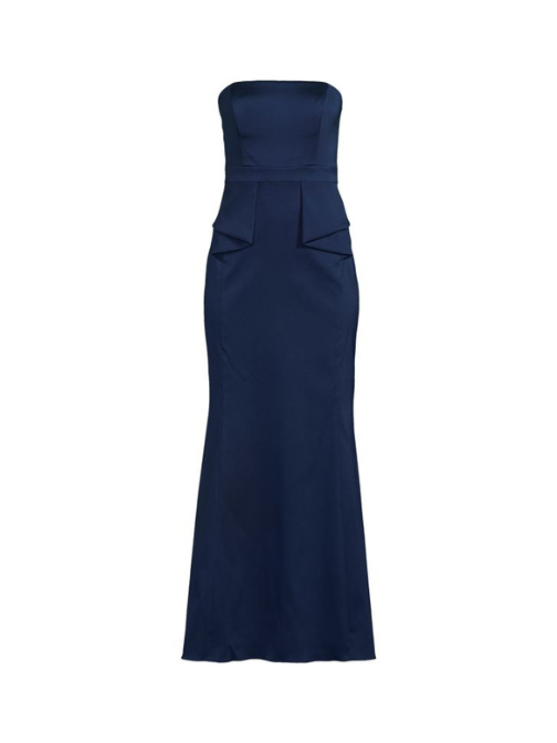 Mikado Bandeau Fit & Flare Maxi Dress Blue