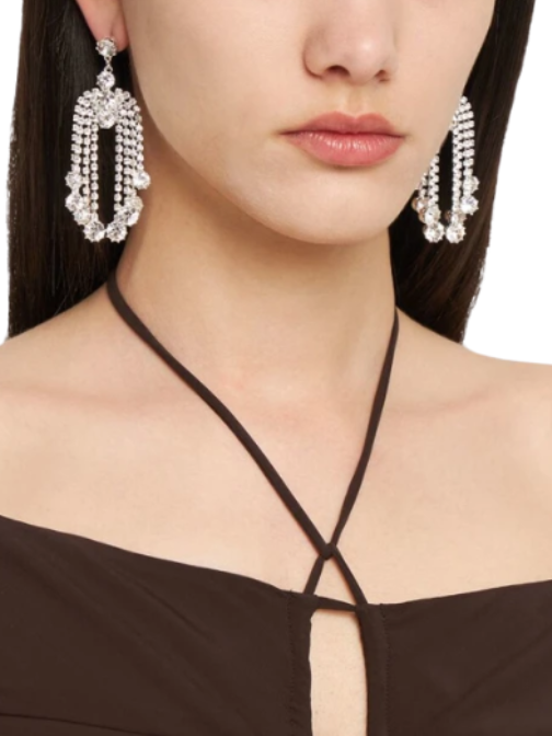 Crystal cascade drop earrings Silver