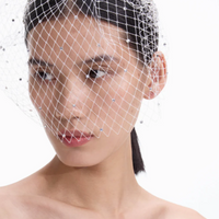 Crystal Embellished Veil Headband Silver