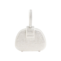 Cream Rhinestone Top Handle Bag