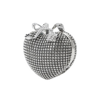 Silver Crystal Heart Clutch Silver