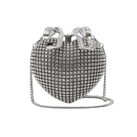 Silver Crystal Heart Clutch Silver