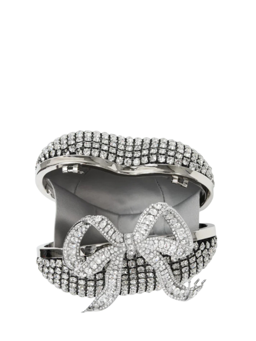 Silver Crystal Heart Clutch Silver