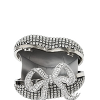Silver Crystal Heart Clutch Silver