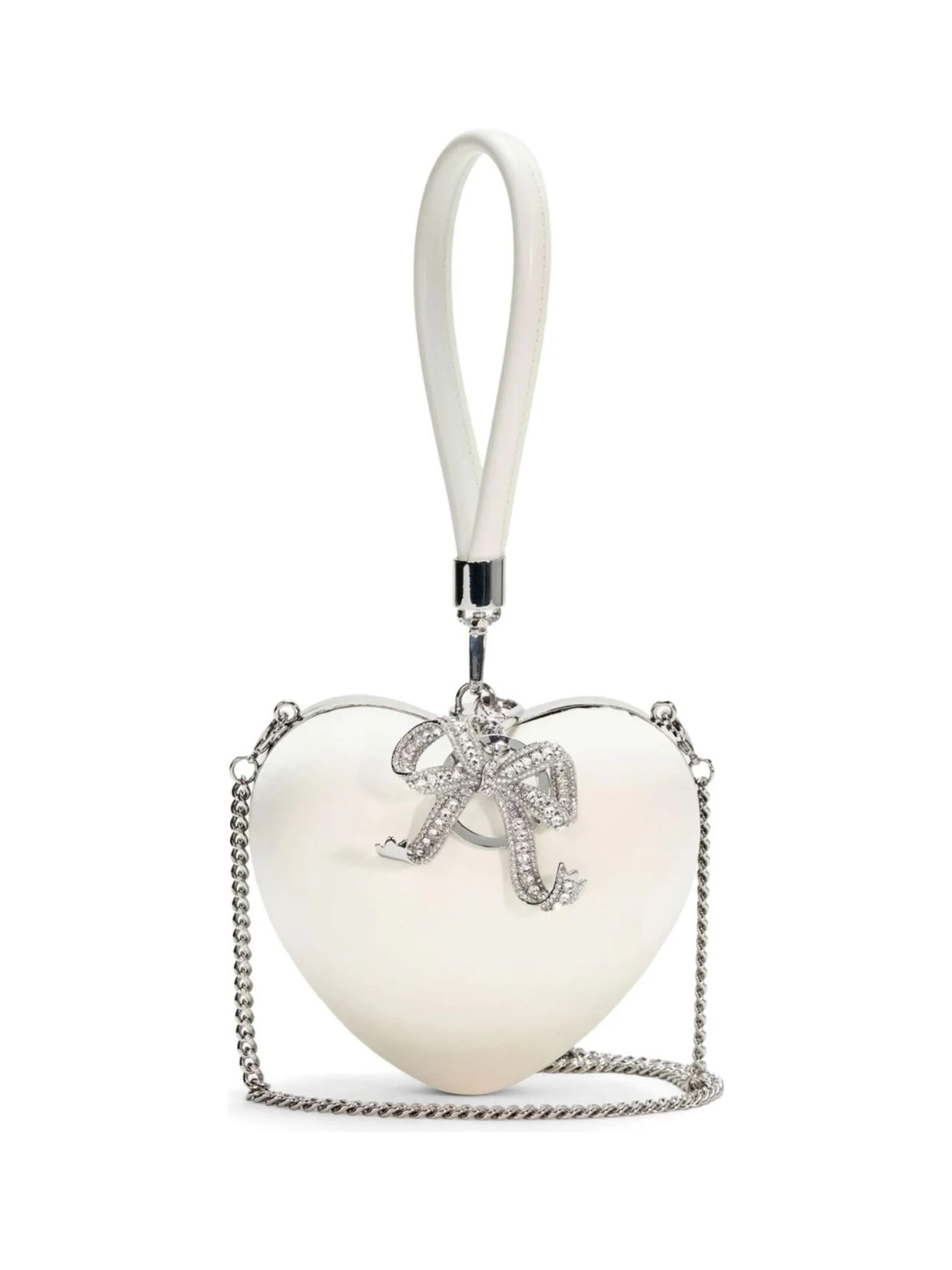 Cream Satin Top Handle Clutch White