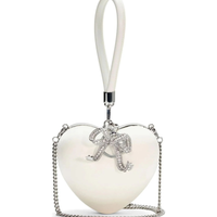 Cream Satin Top Handle Clutch White