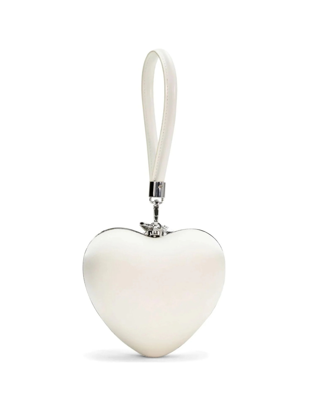 Cream Satin Top Handle Clutch White