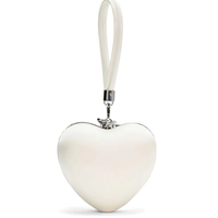 Cream Satin Top Handle Clutch White