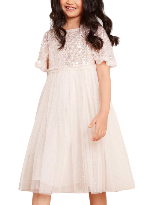 Mila Gloss Bodice Kids Dress Champagne