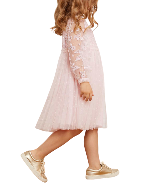 Lilybelle Long Sleeve Kids Dress Pink