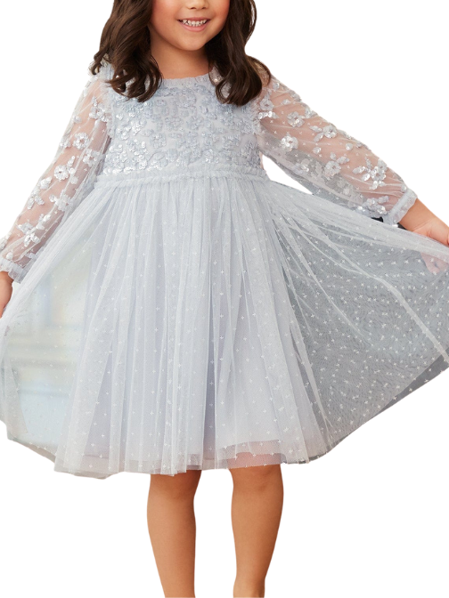 Lilybelle Long Sleeve Kids Dress Blue