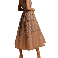 Alluring Plunging A - line Midi Dress by Tarik Ediz - Rental Hong Kong