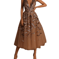 Alluring Plunging A - line Midi Dress by Tarik Ediz - Rental Hong Kong