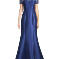 Beaded Off - The - Shoulder Gown Blue by Basix - Rental Hong Kong