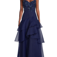 Beaded Organza Frill Ballgown Blue by Aidan Mattox - Rental Hong Kong