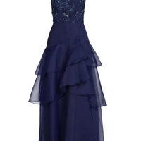 Beaded Organza Frill Ballgown Blue by Aidan Mattox - Rental Hong Kong