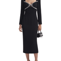 Black Diamante Bow Midi Dress Black by Self Portrait - Rental Hong Kong