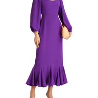 Blair fluted crepe midi dress Purple by Rhode - Rental Hong Kong