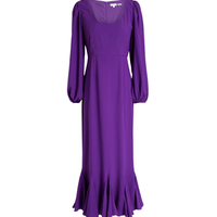 Blair fluted crepe midi dress Purple by Rhode - Rental Hong Kong