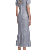 Blue Rhinestone Mesh Midi Dress by Self Portrait - Rental Hong Kong