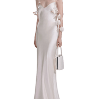 Champagne Satin Flower Maxi Dress by Self Portrait - Rental Hong Kong