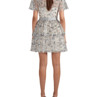 Champagne Sequined Tiered Mini Dress Silver by Self Portrait - Rental Hong Kong