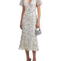 CHAMPAGNE SEQUINNED MIDI DRESS Silver by Self Portrait - Rental Hong Kong