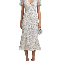 CHAMPAGNE SEQUINNED MIDI DRESS Silver by Self Portrait - Rental Hong Kong