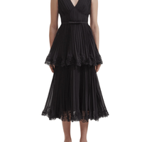 Chiffon Tier Midi Dress Black by Self Portrait - Rental Hong Kong