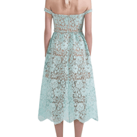 Cord Lace Diamante Midi Dress Blue by Self Portrait - Rental Hong Kong