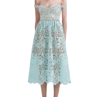 Cord Lace Diamante Midi Dress Blue by Self Portrait - Rental Hong Kong