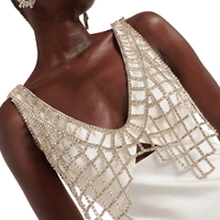 Cream Satin Diamante Bralette Maxi Dress by Self Portrait - Rental Hong Kong