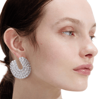 Crystal Curved Hoop Earrings Crystal by Self Portrait - Rental Hong Kong