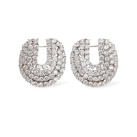 Crystal Curved Hoop Earrings Crystal by Self Portrait - Rental Hong Kong