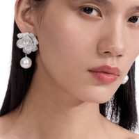Crystal Flower Pearl Earrings by Self Portrait - Rental Hong Kong