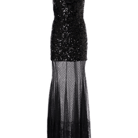 Diana Sequined Mesh - Trimmed Gown Black by Rebecca Vallance - Rental Hong Kong