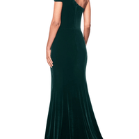 Ella Long Velvet One Shoulder Dress by Betsy and Adam - Rental Hong Kong