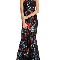 Embellished Ruffled Tulle Halterneck Gown Black by Marchesa Notte - Rental Hong Kong