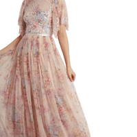 Floral Diamond Bodice Maxi Dress Pink by Needle & Thread - Rental Hong Kong