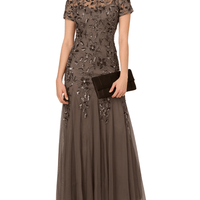 Floral Embroidered Beaded Trumpet Gown by Adrianna Papell - Rental Hong Kong